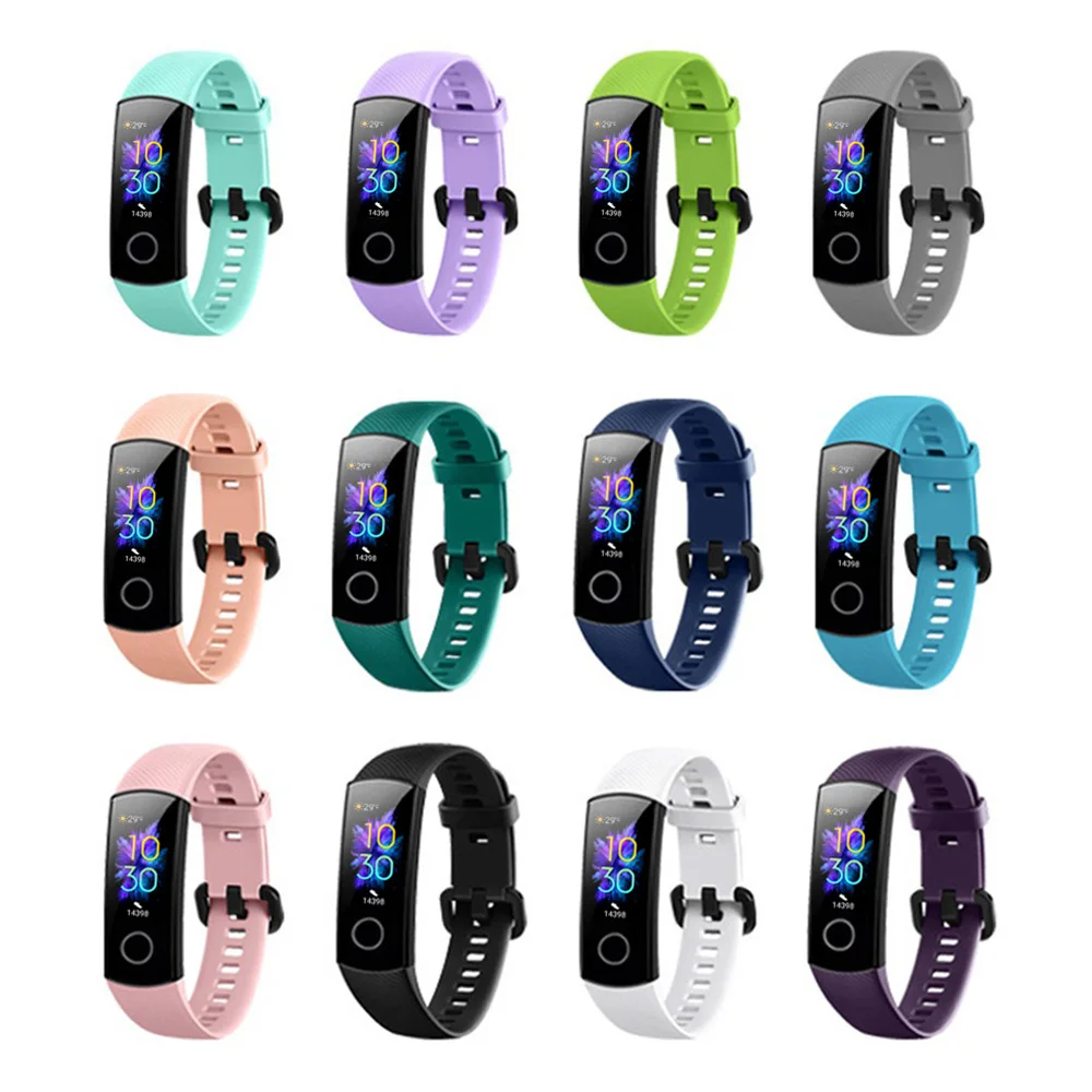 Ремешок силиконовый для часов Honor Band 5 мягкий цветной сменный Браслет спортивных