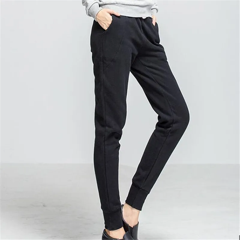 Женские свободные брюки-шаровары кашемировые утепленные брюки высокого