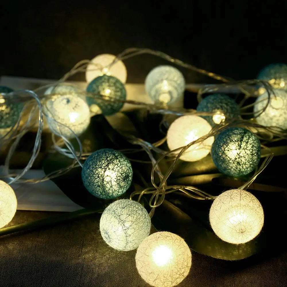 20 светодиодных гирлянд с хлопковыми шариками домашний декор вечерние