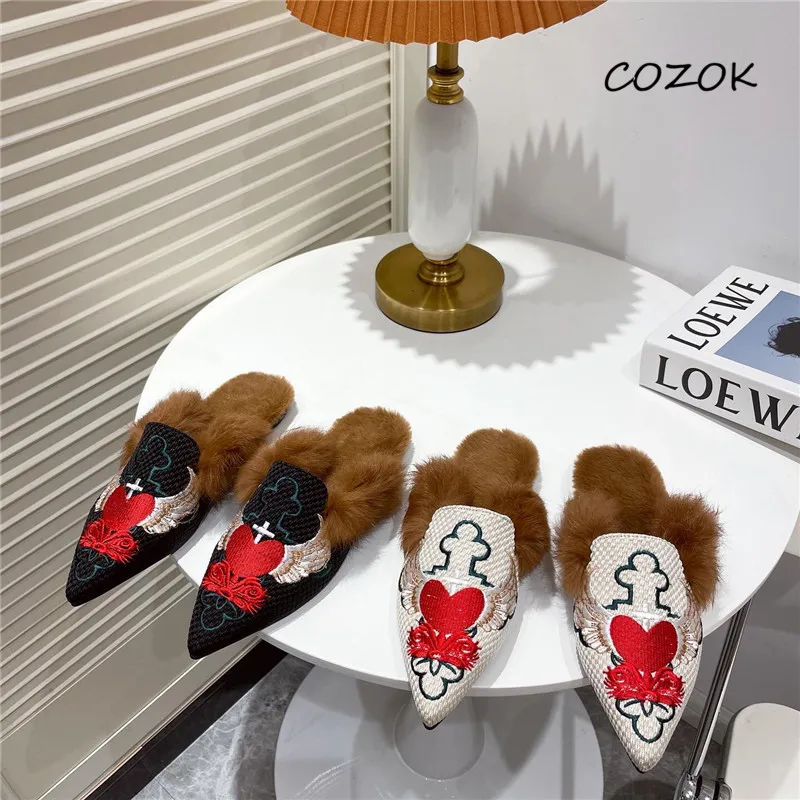 

Меховые тапочки, мода 2021, роскошная обувь для женщин, повседневная женская обувь, пушистые Тапочки