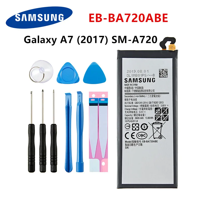SAMSUNG Orginal EB-BA720ABE 3600mAh Battery For Samsung Galaxy A7 2017 version A720 SM-A720 A720F SM-A720S A720F/DS +Tools