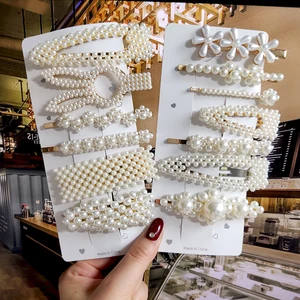 Женские акриловые заколки для волос, модные геометрические заколки для волос с жемчужинами и боковыми зажимами, 2022