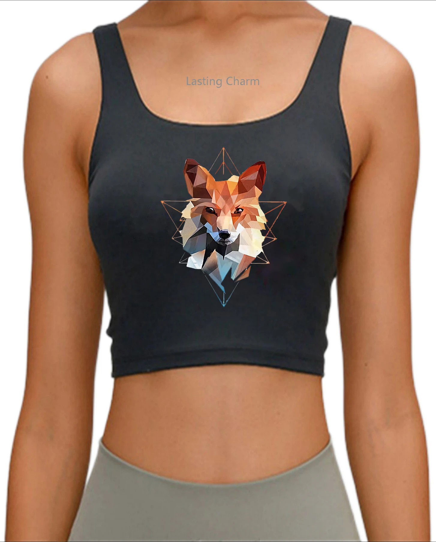 

Harajuku Style Fox Top Funny Animal Fox Print slim fit Crop Top
