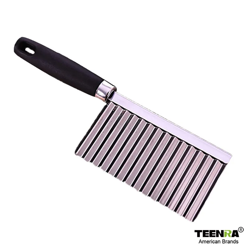 Black "TEENRA из нержавеющей стали картофельный нож для чипсов фреза коммерческий резак слайсер кухонный, для овощей нож для чипсов инструменты для приготовления пищи - Цвет: Black