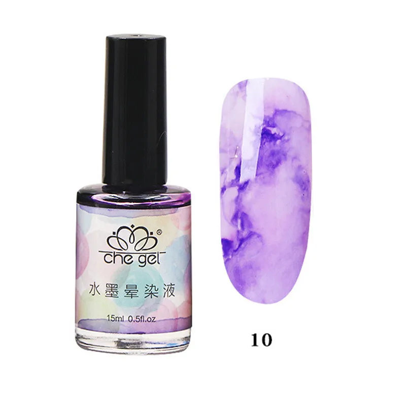 Sale Watercolor Ink High Quality Water Dyeing Gradient 15ML Nail Art Japanese Nails Gel Nail Polish 1PC Marble Pattern - Цвет: 10