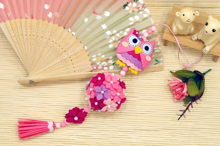 Новинка розовая подвеска в виде совы войлок сделай сам упаковка Бесплатная резка