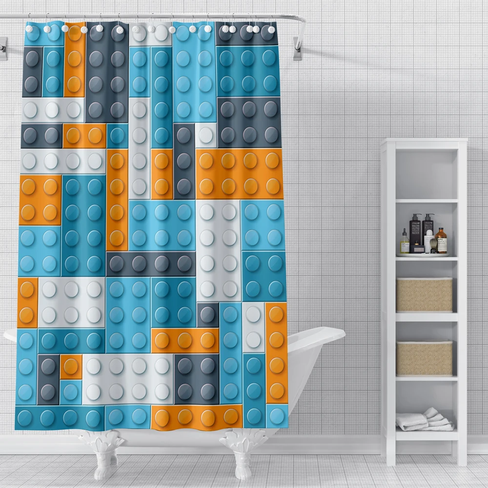 Современная занавеска для душа с крючком яркие геометрическим принтом