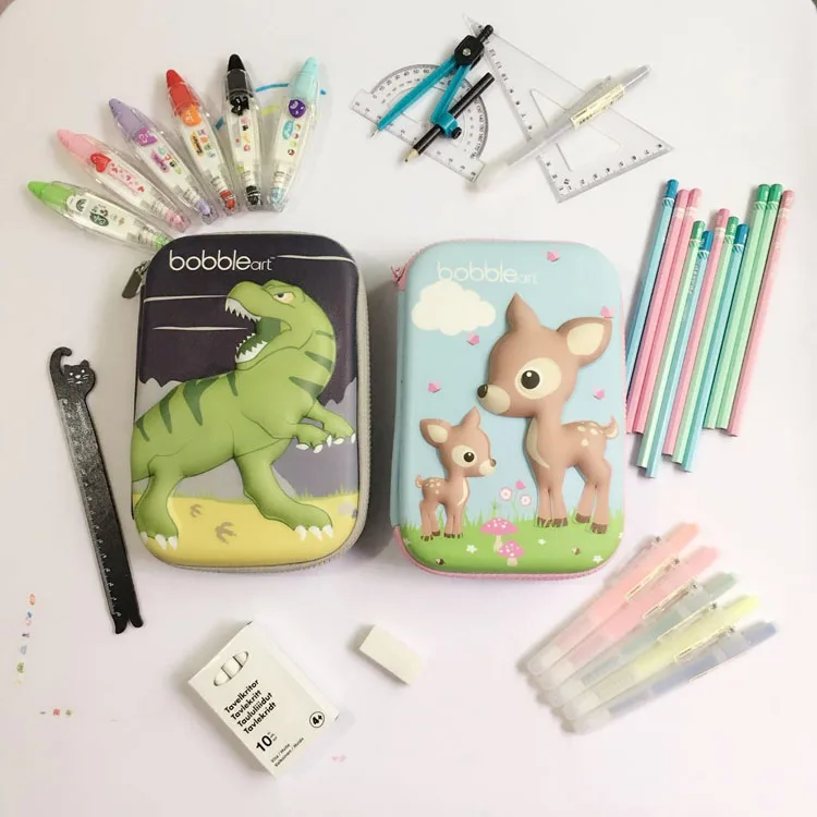 Пенал для мальчиков с мультипликационным большим 3D тираннозавром тигром