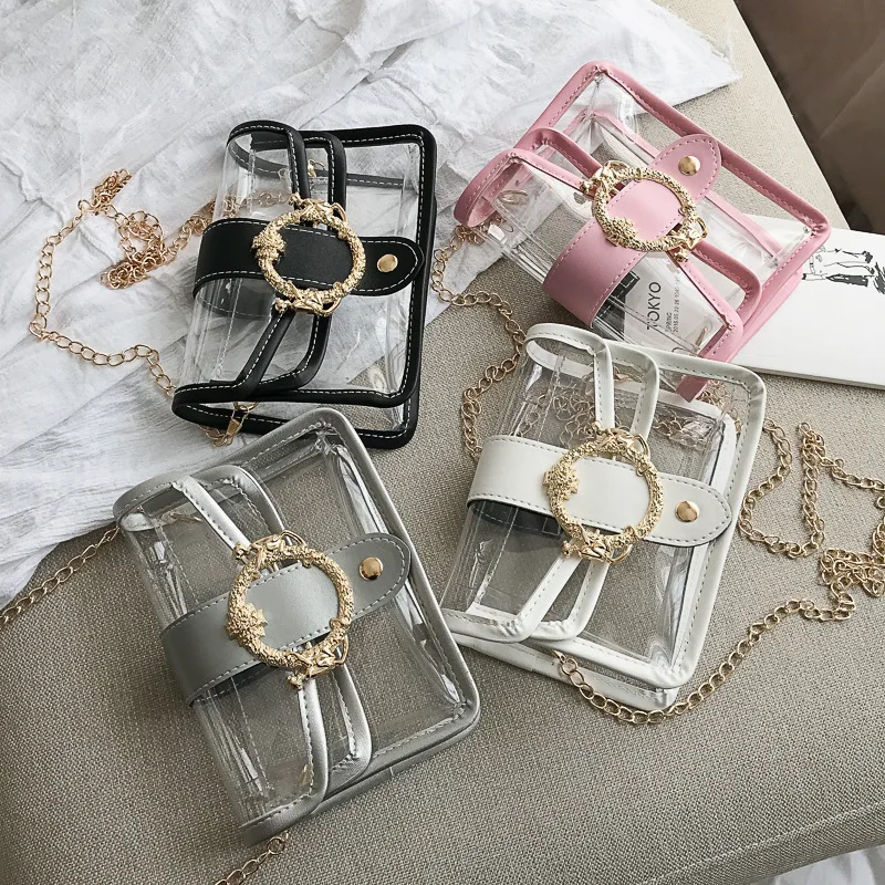 Мини-сумка женская летняя Прозрачная с цепочкой-клапаном 2020 |