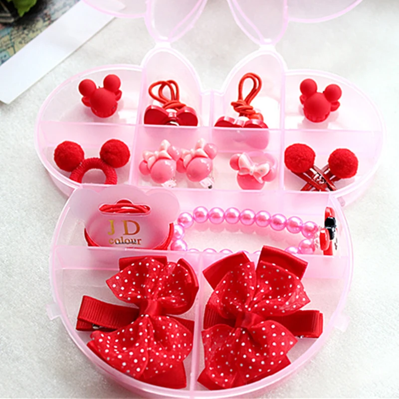 New Year Red Hello kitty Аксессуары для волос Набор заколки для волос эластичные ленты для волос Детские Девочки ожерелья, браслеты, ювелирные изделия подарки на Рождество и день рождения - Цвет: New Year Red