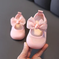toddler shoes solid color spring autumn cute bow mesh breathable baby girl shoes kids girls first walkers pink beige sxx018