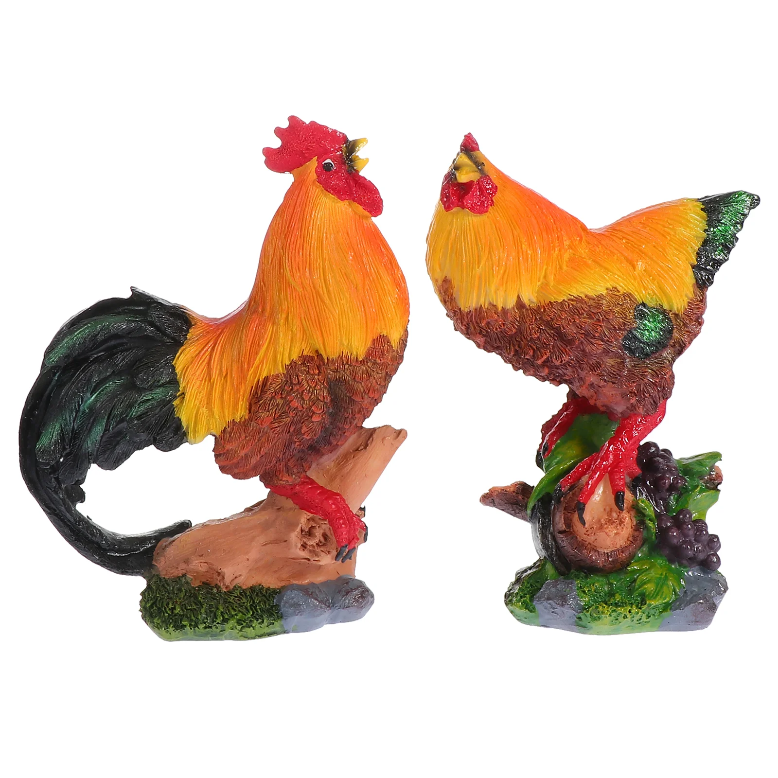 

2pcs Resin Chicken Adorns Decorative Backyard Landscape Chicken Modeling Decors