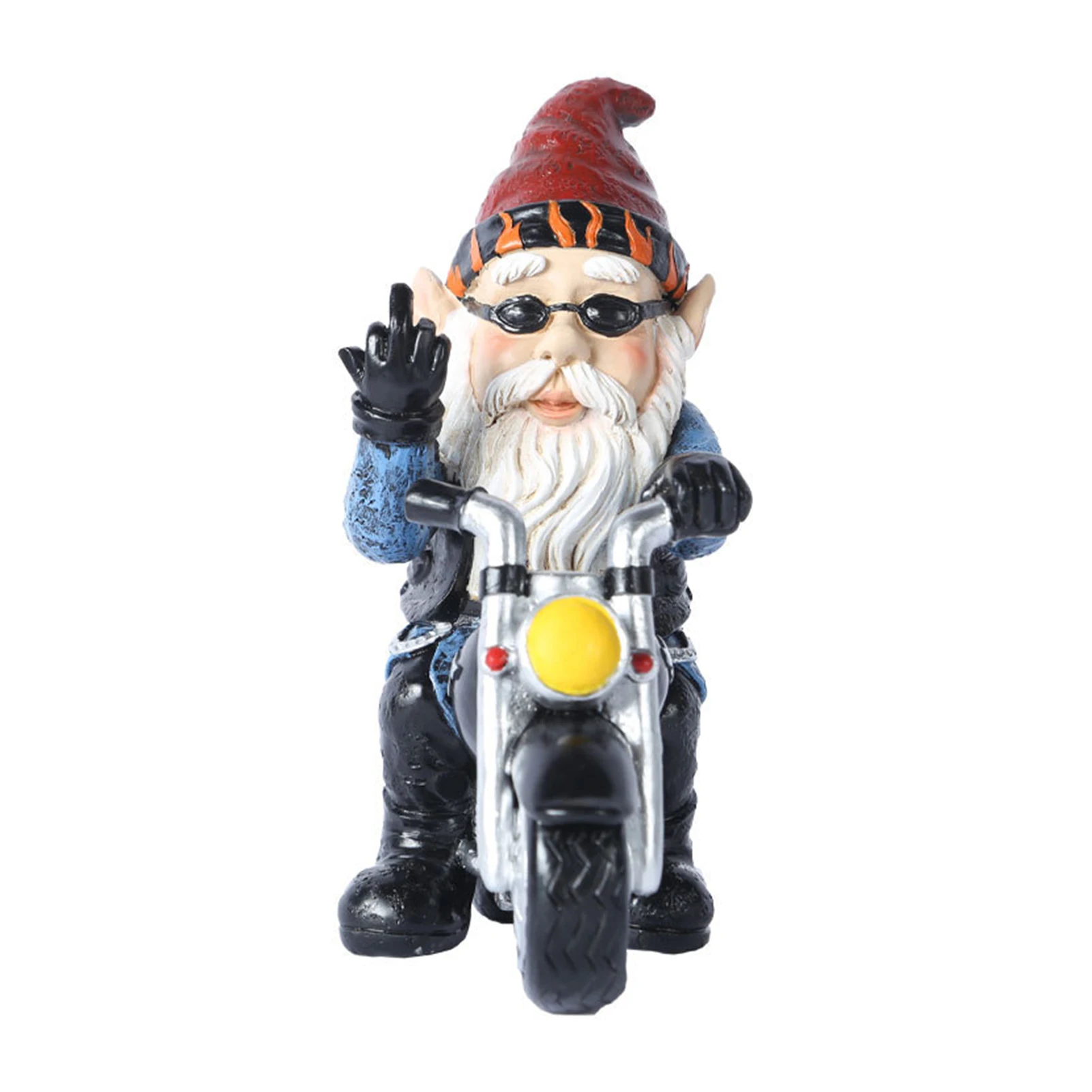 

New Biker Gnome With Motorcycle Statue Resin Figurine Garden Gnomes Decorations for Patio Yard Lawn Porch Full Color NE