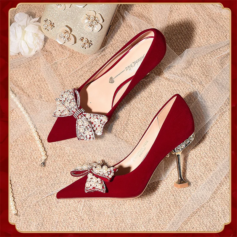 Женские туфли-лодочки с острым носком на высоком каблуке 6 см 8 осень 2022 | Обувь