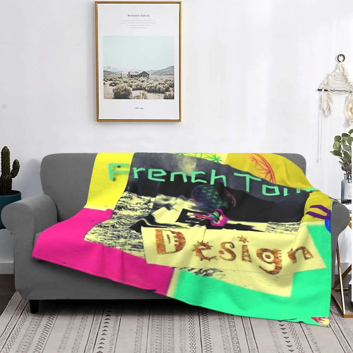 

Inked-Manta artística con diseño de toque francés, para cama colcha, toalla a cuadros, manta con capucha para playa, edredones y