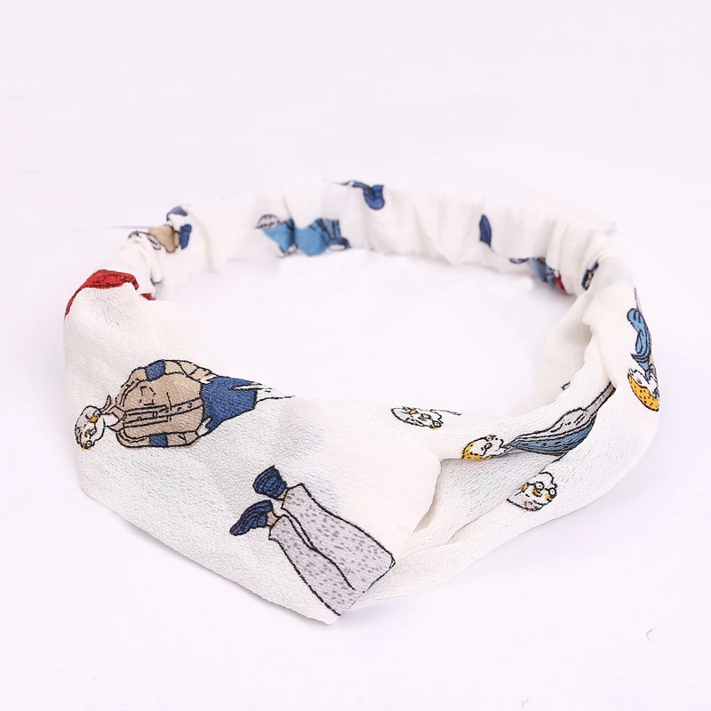 

30 Colors Hair Tie For Women Cross Top Knot Elastic Twisted Knotted Headwrap Chiffon HairHand Autum Headband Accessories Floral