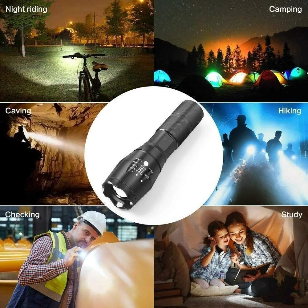

T6 Super Bright Zoom Flashlight Powerful Camping Torch Mini Flashlight Rechargeable