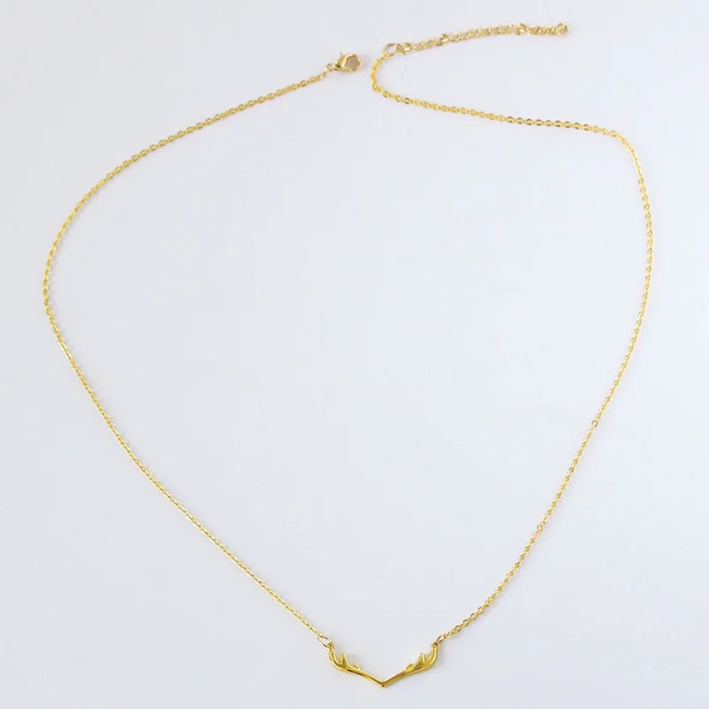 

Women Pendant Necklace Small Antlers Christmas Simple Temperament Alloy Jewelry Elk Necklace Accessories