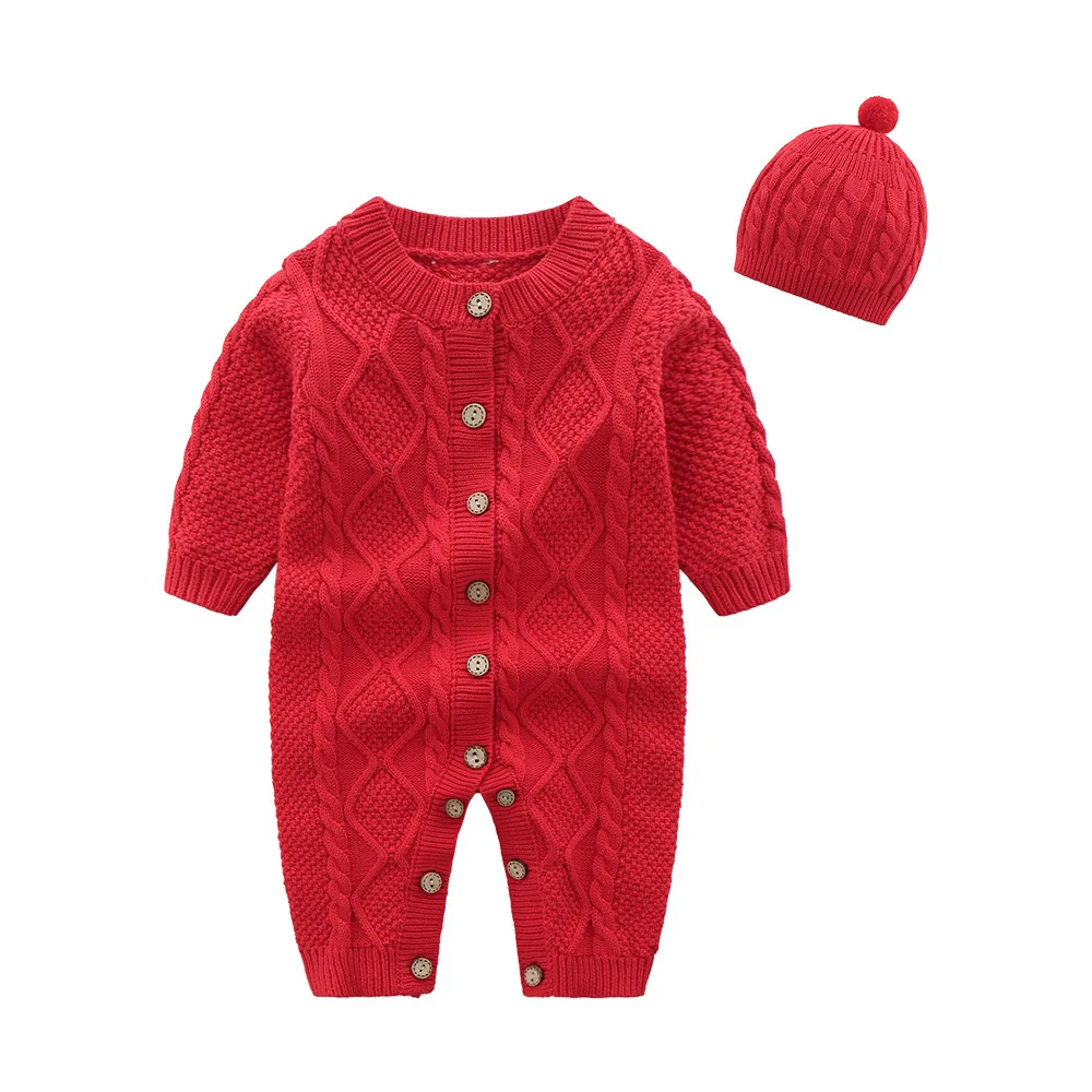 

Baby Rompers Knitted Autumn Winter Long Sleeve Infant Boys Girls Jumpsuits Playsuits One Piece Children's Sweaters Outfits 0-24M