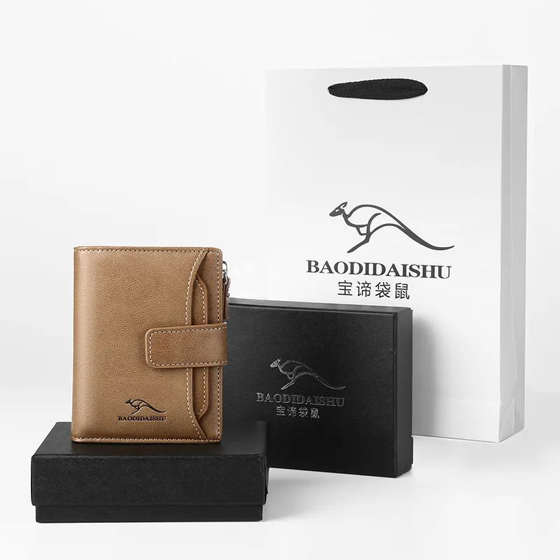 Мужской кожаный кошелек бумажник кенгуру короткий мужской Женский