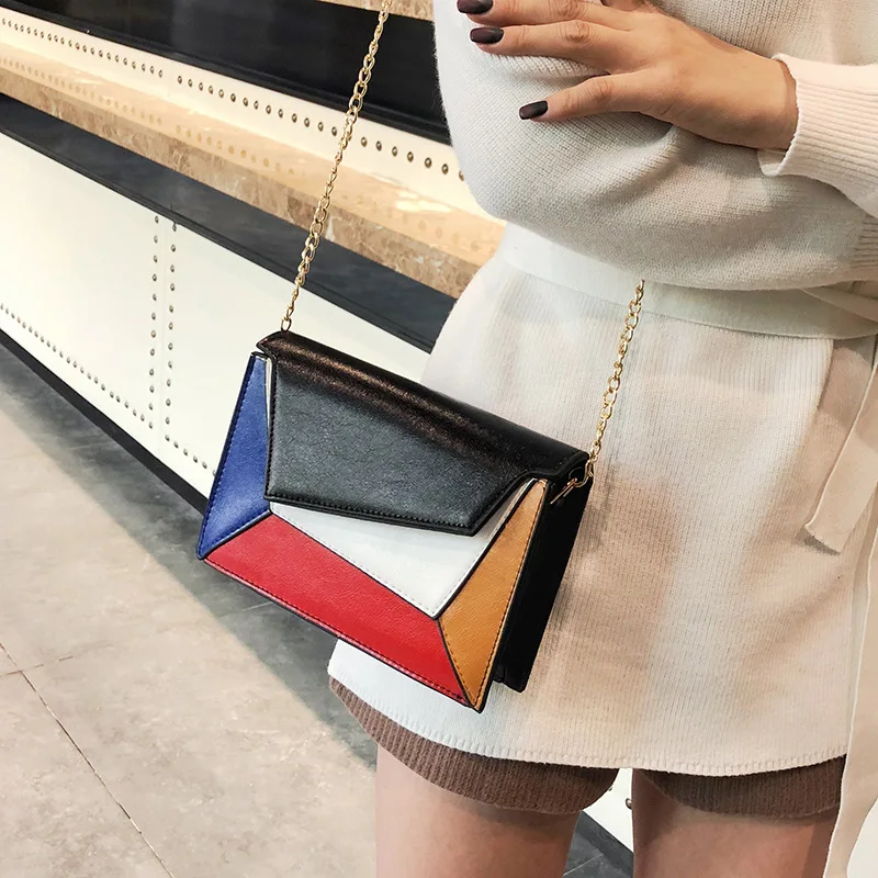 

Hot Sales Women Handbag Designer Chain Small Bag Women's New Style Fashion Messenger Bag Lady Patchwork Shoulder Bag 2021