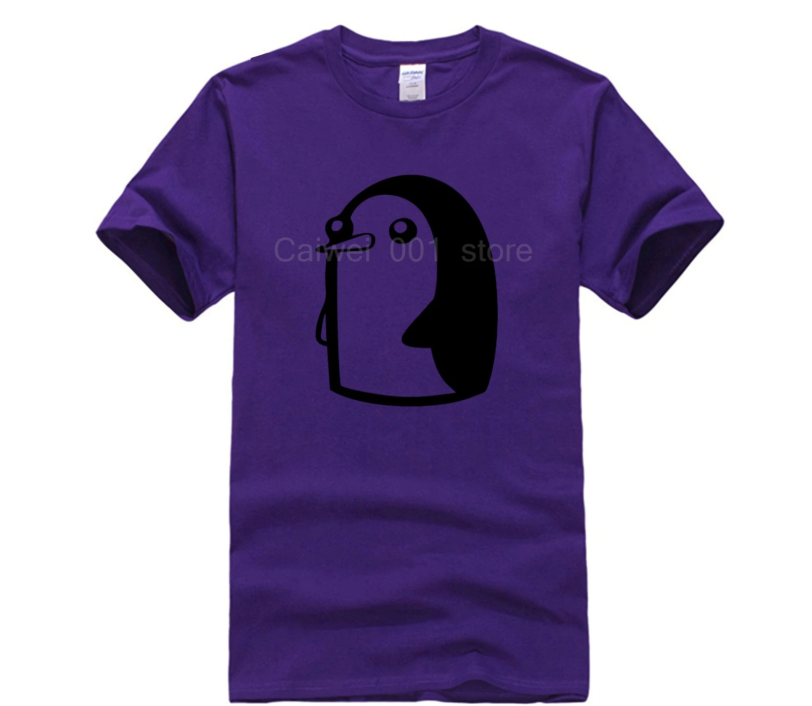 

100% Cotton New Summer Men's Casual Print T Shirt Fashion Adventure Time penguin sky blue Hot men's fun casual print T shirt