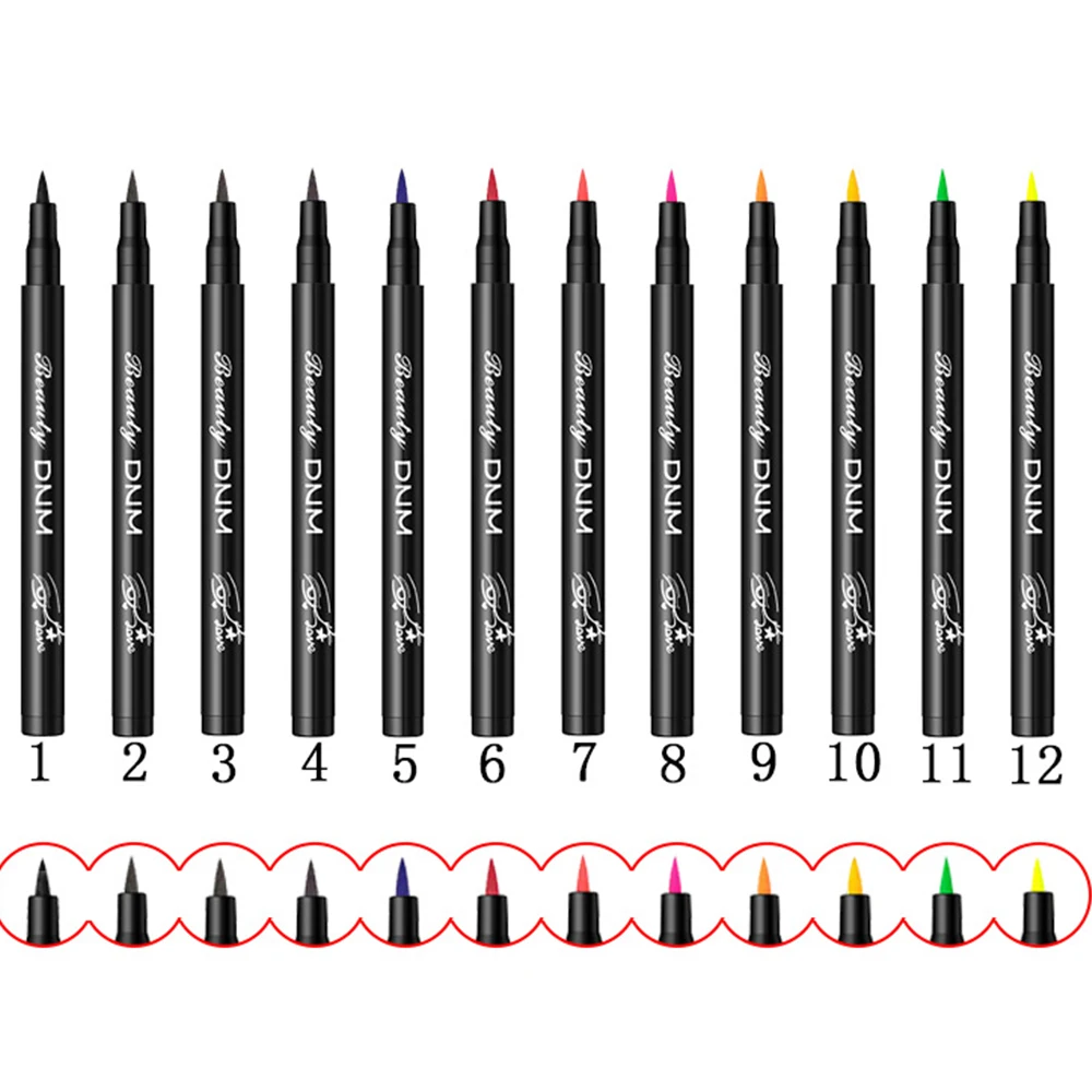DNM12 Colors Colorful Quick Dry Matte Eyeliner Long Lasting Waterproof Liquid Eye Liner Blue Gold Brown Make up Tool |