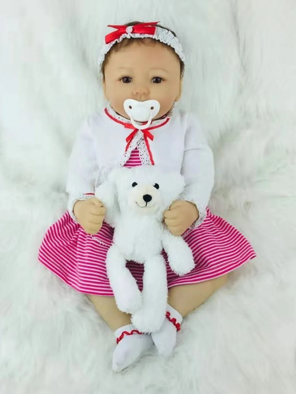 bear(white) Avani кукла "Кристалл" 50 см мягкий силиконовый винил куклы реборн новорожденных для маленьких девочек куклы для детей - Цвет: bear(white)