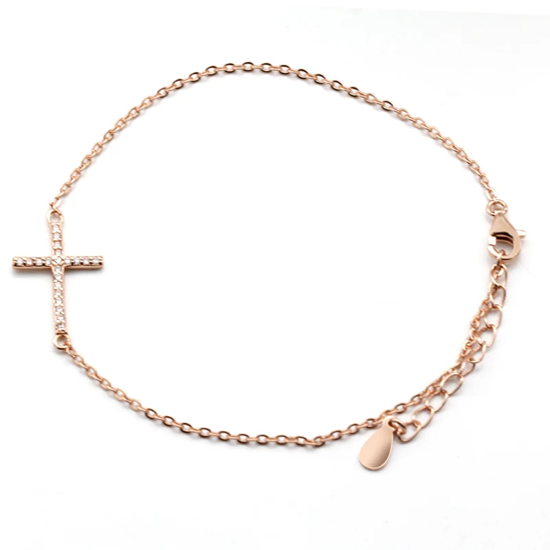 Серебро 925 пробы розовое золото и белый цвет очаровательный крест Иисуса с