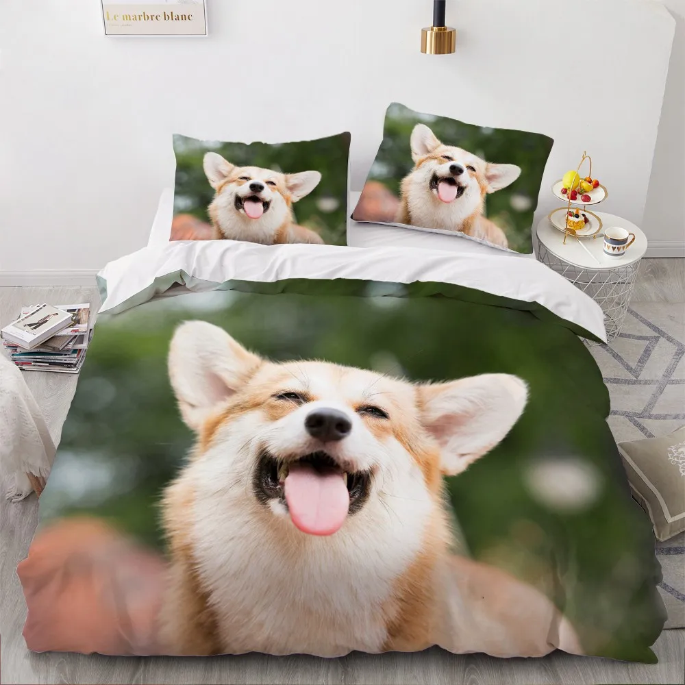 

Animal Bedding Set Custom Design 3D Pet Dog Quilt Cover Sets White Linens Bed Pillow Cases King Queen Super King Twin Full Size