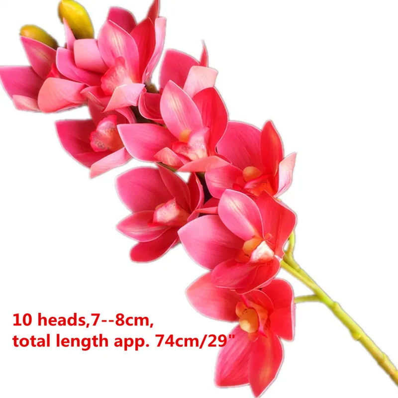74cm deep pink One Real Touch орхидеи бабочка фаленопсис белый/розовый/желтый искусственный Голубь из латекса Cymbidium орхидеи Цветы для свадебного украшения - Цвет: 74cm deep pink