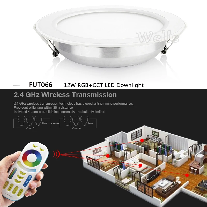 Miboxer 12 Вт RGB + CCT светодиодный светильник круглый с регулируемой яркостью FUT066 и 2 4G