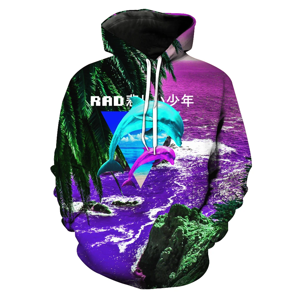 Модная Толстовка в стиле Харадзюку С 3d принтом мужские толстовки лиса птица