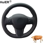 Ручной швейный чехол рулевого колеса автомобиля топ из коровьей кожи для Tesla Model 3 2017 2018 2019 2020 оплетка на руле