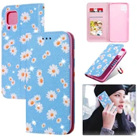 daisy flower pu leather wallet flip case for huawei p40 lite e p smart z 2019 nova 6 se 7i cover mobile phone preservation bag