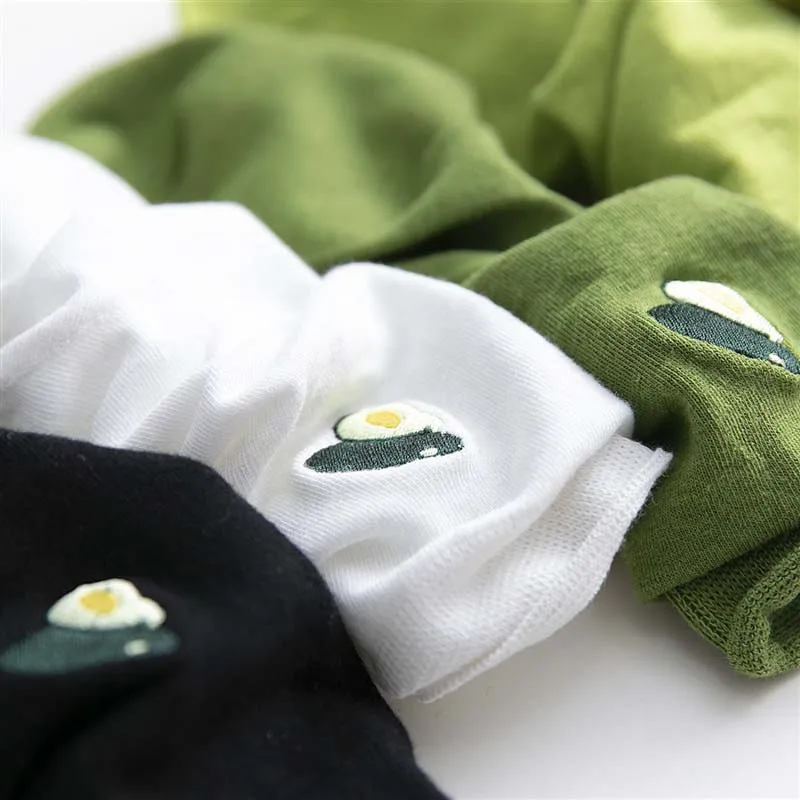 

COSPLACOOL Harajuku Embroidery Avocado Funny Socks Fruit 5 Color Cute Socks Women Divertidos Creative Sokken Chaussette Femme