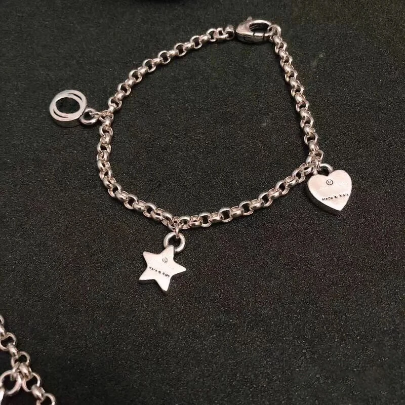 

2021 модный роскошный брендовый ретро браслет для мужчин и женщин, серебряный браслет с бусинами, браслет на запястье с надписью