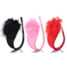 Трусики-стринги женские эротическое белье, однотонные, с декором из перьев