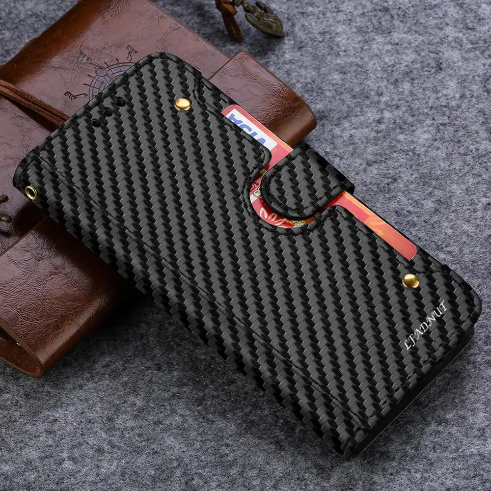 Кожаный чехол кошелек из углеродного волокна для Samsung Galaxy S10 S8 S9 Plus S7 edge Роскошный
