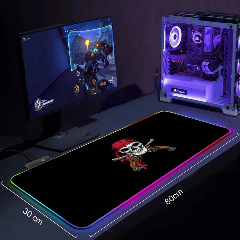 

Big Keyboard Desk Mat RGB Large Mouse Pad Dark Skull Gamer Big Mouse Mat Computer Mousepad LED Backlight Gaming Mause Pad