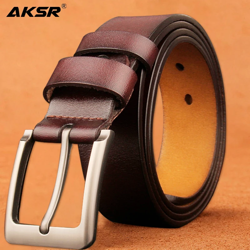 Ремень мужской из натуральной воловьей кожи люксовый деловой широкий пояс с