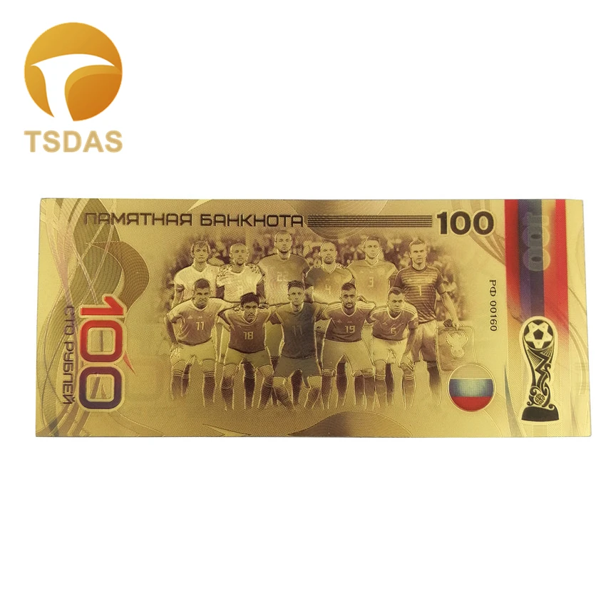10 шт./лот Российская золотая банкнота 100 рубль футбольная коллекция Золотая