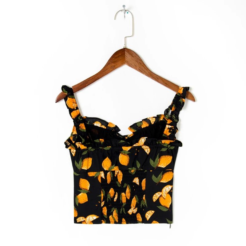 

Summer Women's Casual Print Ruffled Slim Camisole