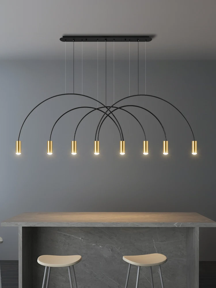 

Люстра с подвесками, алюминиевая люстра черного/золотого цвета для офиса, столовой, кухни, Современный осветительный прибор