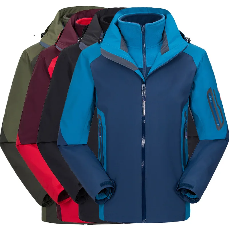 Buy 2021 Windbreaker Men Jacket Hiking men outdoor Winter Down Liner thermal windproof waterproof coat Mountaineering 2-piece on