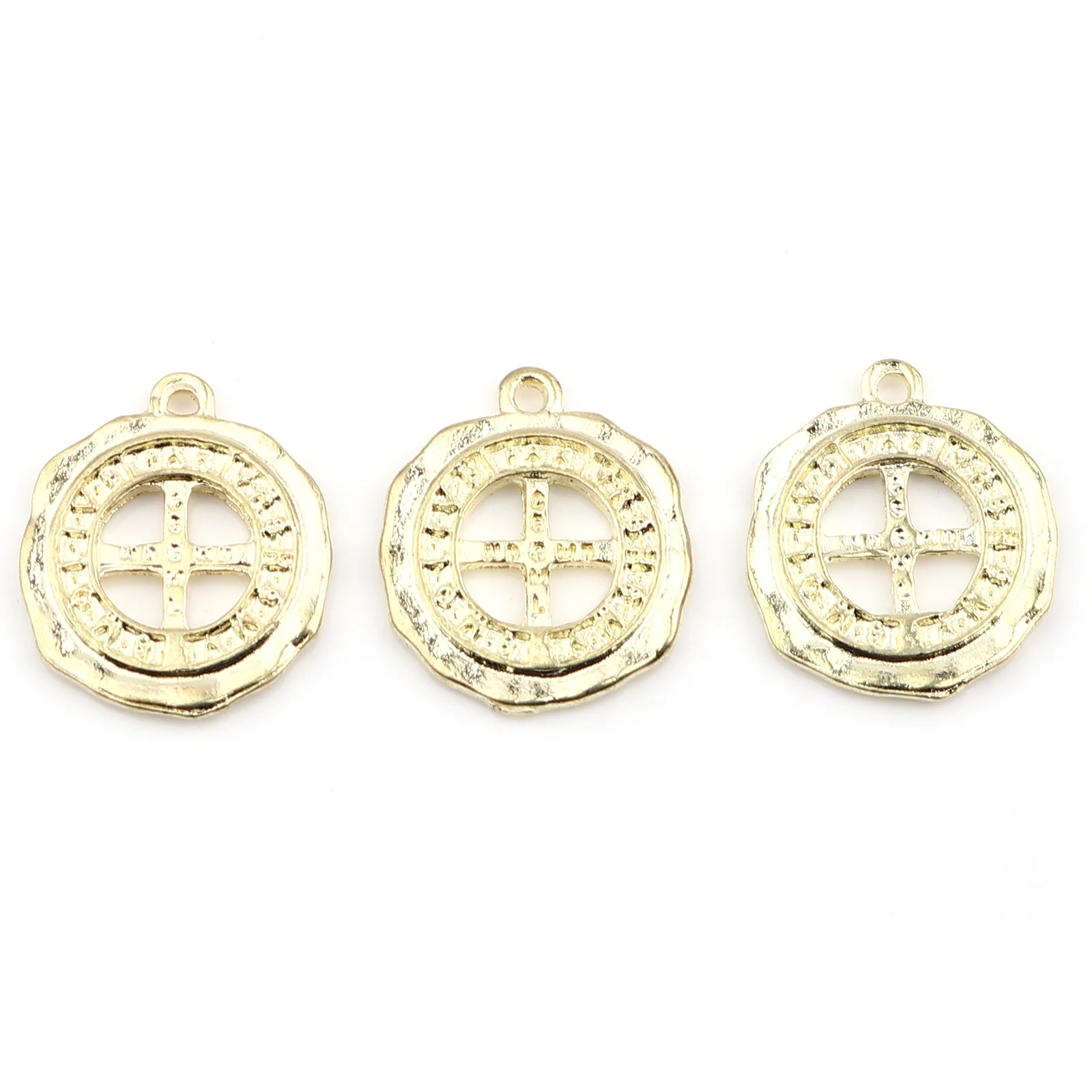

New Fashion Zinc Alloy Religious Charms Round Gold Color Cross Pendants For Women Jewelry Making Bracelet DIY Accessories 20 PCs