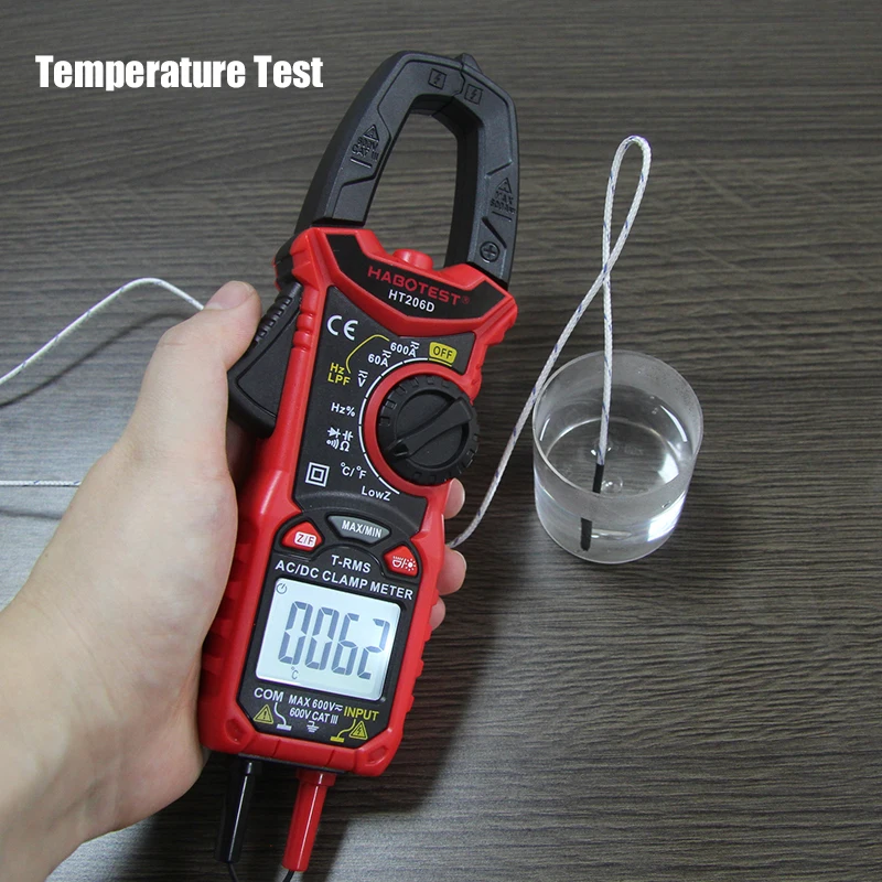 Pinza amperométrica Digital, multímetro, Pinza de corriente, HT206D, amperímetro, probador electrónico, AC, DC, HABOTEST