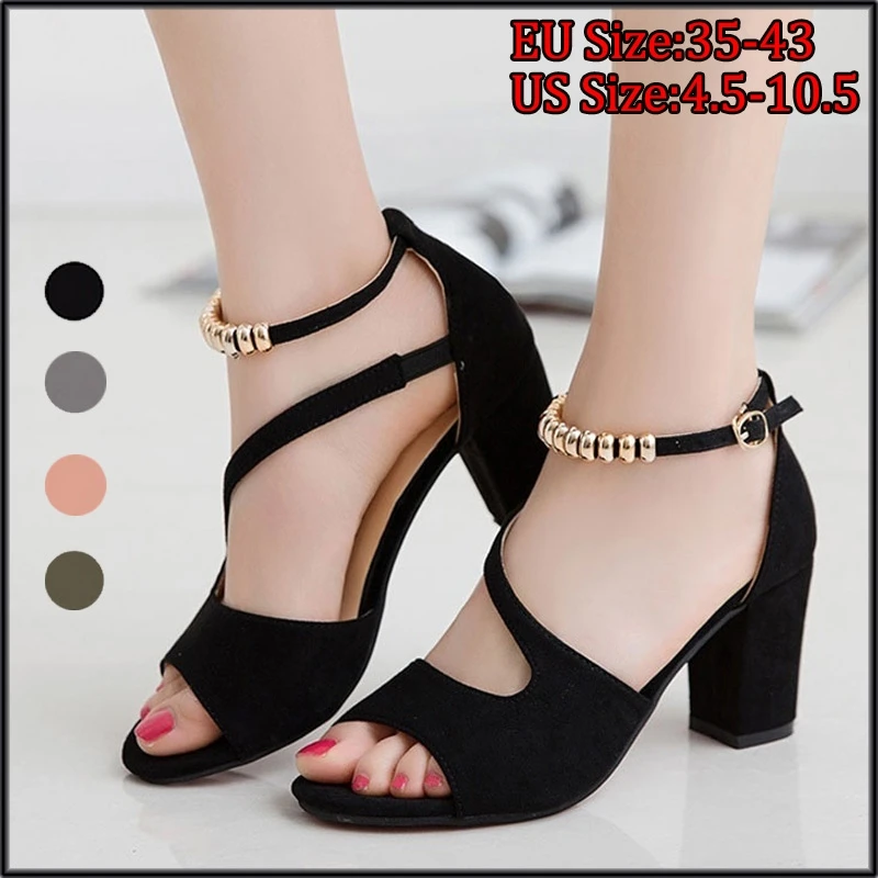 

Женские босоножки на высоком толстом каблуке, Босоножки с открытым носком, бантом и ремешком на щиколотке, туфли-лодочки, размеры 34-42, для ле...