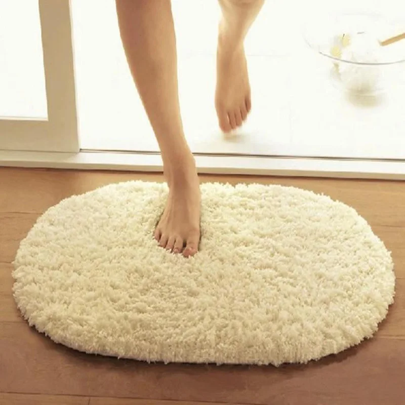 

Oval Carpet Floor Mat for Bedroom Soft Water Absorption Anti Slip Shaggy Area Rug Home Living Room Bathroom Door Ellipse Mats