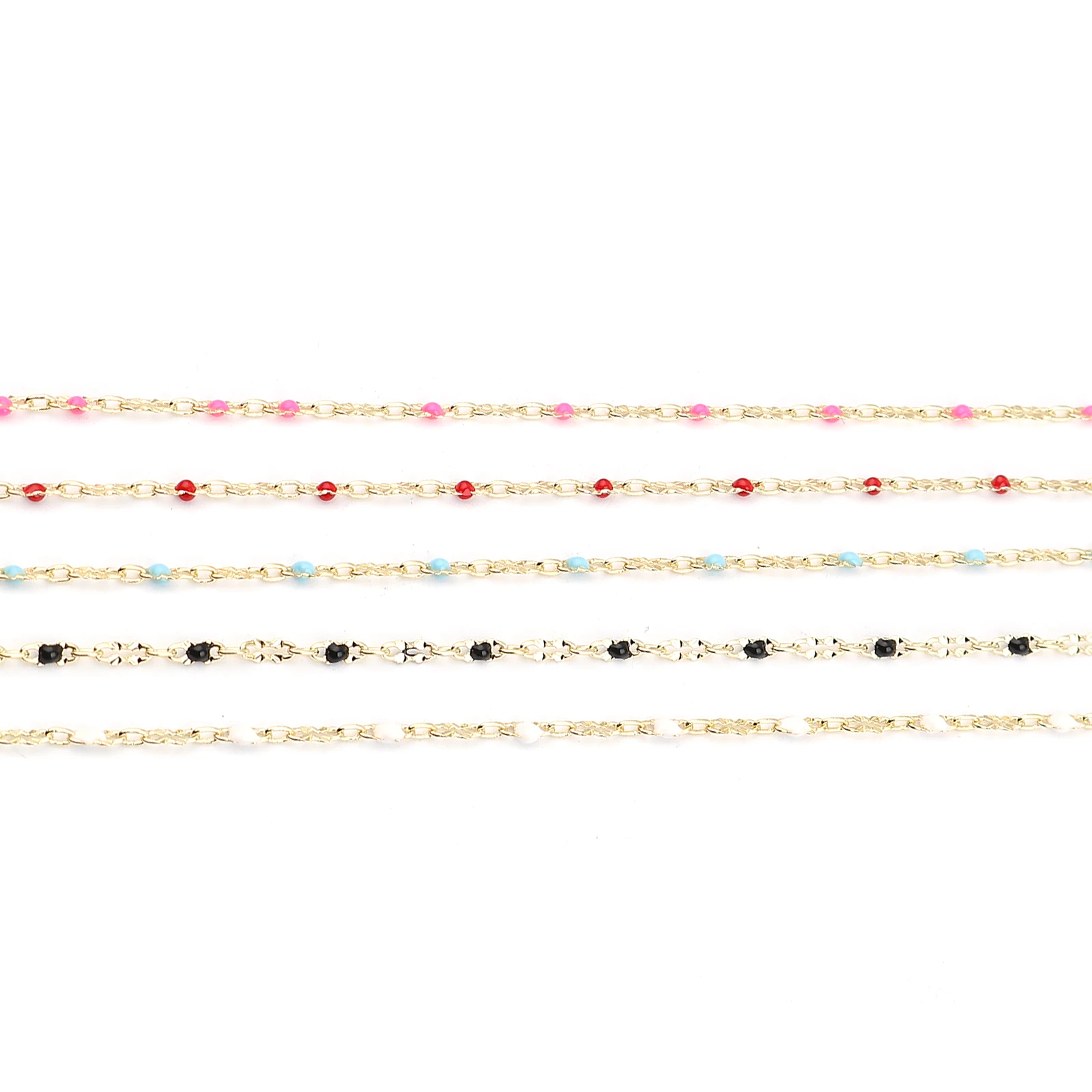 

DoreenBeads Fashion Copper Link Cable Chain Findings Gold Color Multicolor Enamel DIY Making Necklace Jewelry Gifts5x2mm, 1M
